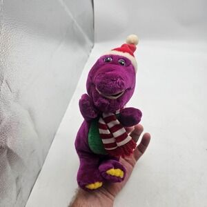 Vintage Barney Dinosaur Plush Stuffed Animal Toy Small Purple Christmas Santa